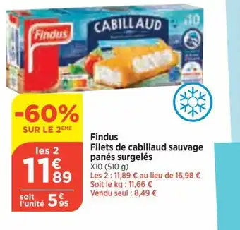 Bi1 Filets de cabillaud sauvage panés surgelés X10 (510 g) offre