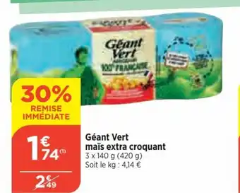 Bi1 Geant Vert maïs extra croquant offre