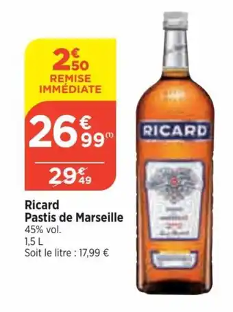 Bi1 Ricard Pastis de Marseille 45% vol. offre