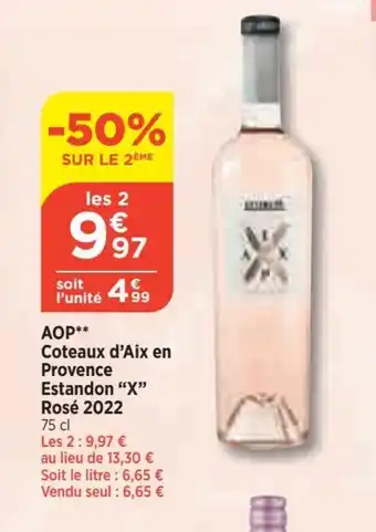Bi1 AOP** Coteaux d'Aix en Provence Estandon "X" Rosé 2022 offre