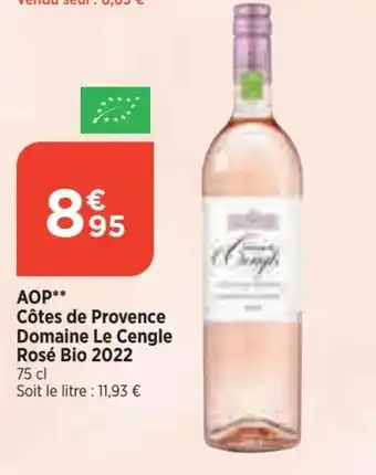 Bi1 AOP** Côtes de Provence Domaine Le Cengle Rosé Bio 2022 offre