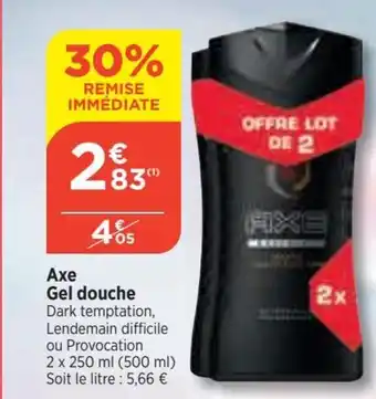 Bi1 Axe Gel douche Dark temptation, Lendemain difficile ou Provocation offre