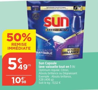 Bi1 Sun Capsule lave vaisselle tout en 1 offre