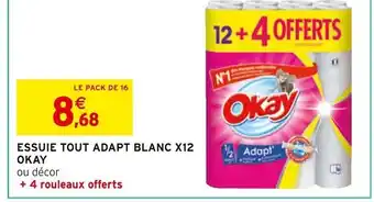 Intermarché ESSUIE TOUT ADAPT BLANC X12 OKAY offre