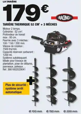 Brico Dépôt TARIÈRE THERMIQUE 52 CM' + 3 MÈCHES offre