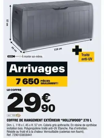 Brico Dépôt COFFRE DE RANGEMENT EXTÉRIEUR "HOLLYWOOD" offre