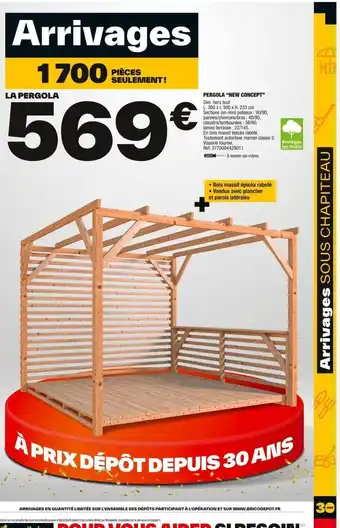 Brico Dépôt PERGOLA "NEW CONCEPT" Dim. hors tout offre