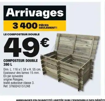 Brico Dépôt COMPOSTEUR DOUBLE 390 L offre