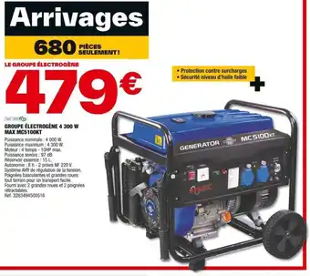 Brico Dépôt GROUPE ÉLECTROGÈNE 4 300 W MAX MC5100KT offre