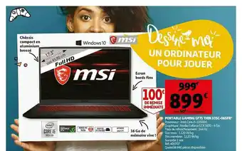 Auchan Portable Gaming Gf75 Thin 10sc-065fr Msi offre