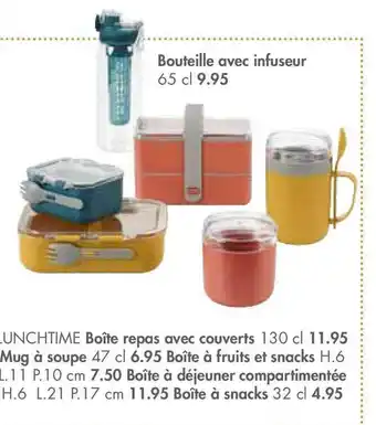 Bouteille Avec Infuseur, Boîte Repas Avec Couverts Lunchtime, Mug à Soupe, Boîte à Fruits Et Snacks, Boîte à Déjeuner Compart