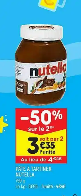 Leader Price Pâte à Tartiner Nutella offre