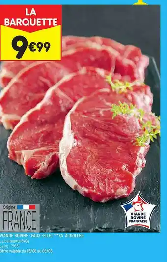 Leader Price Viande Bovine : Faux-filet X4 à Griller offre
