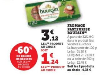 Super U FROMAGE PASTEURISE BOURSIN offre