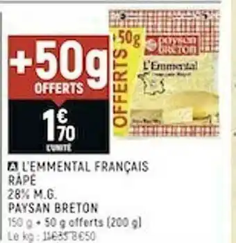 L'emmental Français Rùpé 28% M.g. Paysan Breton