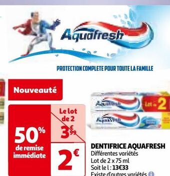 Auchan Dentifrice aquafresh offre