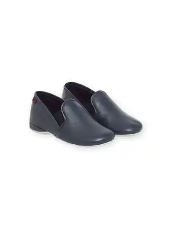 Pantoufles en cuir bleu marine enfant garçon
