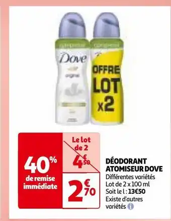 Auchan Déodorant atomiseur dove offre