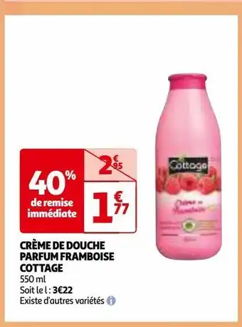Auchan Crème de douche parfum framboise cottage offre