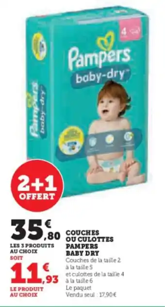 Super U COUCHES OU CULOTTES PAMPERS BABY DRY offre