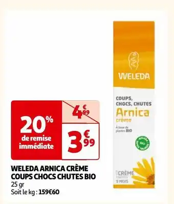 Auchan Weleda arnica crème coups chocs chutes bio offre