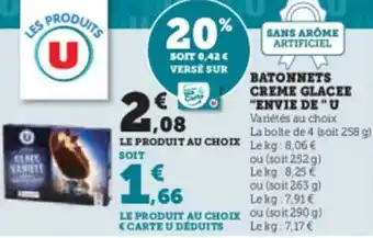 Super U BATONNETS CREME GLACEE "ENVIE DE "U offre