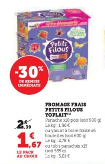 Super U FROMAGE FRAIS PETITS FILOUS YOPLAIT offre