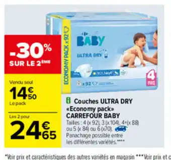 Carrefour Couches Ultra Dry Economy pack offre