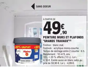 E.Leclerc Brico PEINTURE MURS ET PLAFONDS "GRANDS TRAVAUX" offre