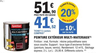 E.Leclerc Brico PEINTURE EXTÉRIEUR MULTI-MATERIAUX(¹) offre
