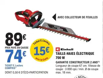 E.Leclerc Brico TAILLE-HAIES ÉLECTRIQUE 700 W offre