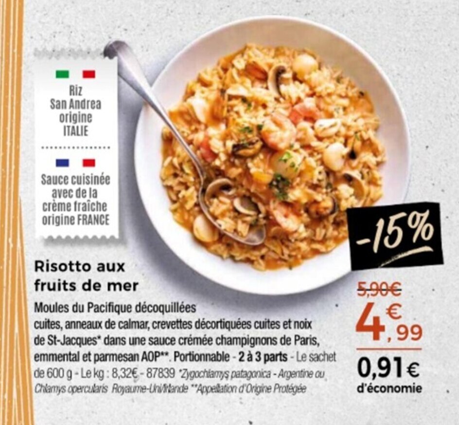 Promo Risotto aux fruits de mer chez Thiriet