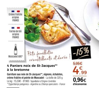 Thiriet 4 Paniers noix de St-Jacques** à la bretonne offre