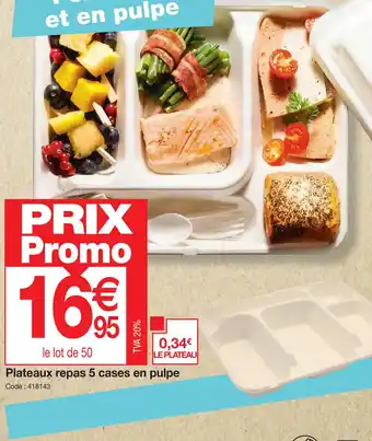 Plateaux repas 5 cases en pulpe
