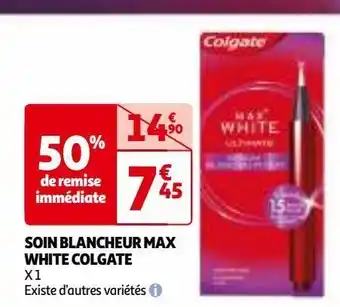 Auchan Soin blancheur max white colgate offre