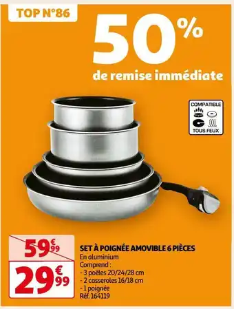 Auchan Set à poignée amovible 6 pièces offre