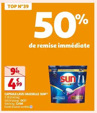 Auchan Supermarché Capsule lave-vaisselle sun offre