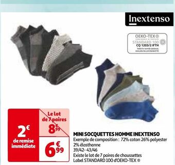 Auchan Mini socquettes homme inextenso offre