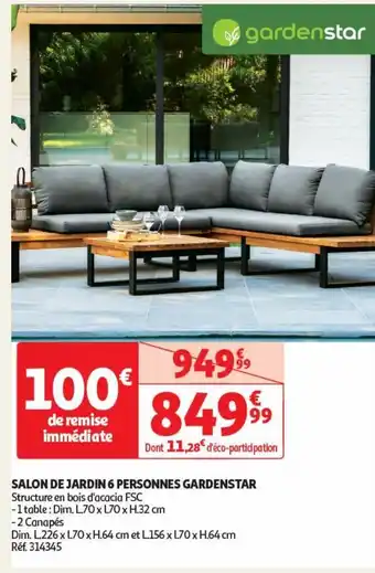 Auchan Salon de jardin 6 personnes gardenstar offre