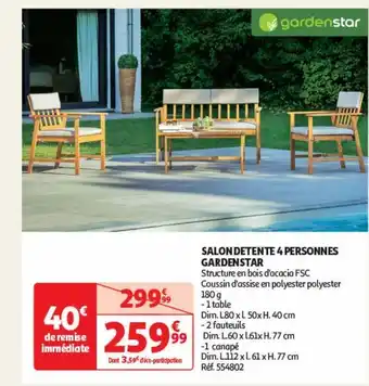 Auchan Salon detente 4 personnes gardenstar offre