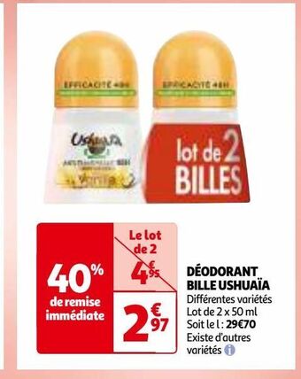 Auchan Déodorant bille ushuaïa offre
