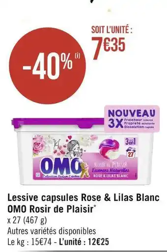 Casino Hyperfrais Omo lessive capsules rose & lilas blanc rosir de plaisir* offre