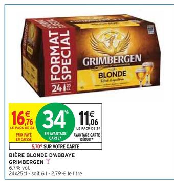 Intermarché Grimbergen bière blonde d'abbaye offre