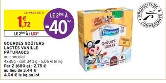 Intermarché Pâturages gourdes goûters lactés vanille offre