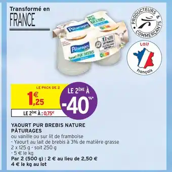 Intermarché Pâturages yaourt pur brebis nature offre