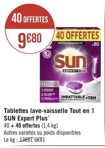 Sun tablettes lave-vaisselle tout en 1 sun expert plus*