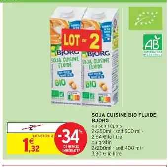 Intermarché Bjorg soja cuisine bio fluide offre