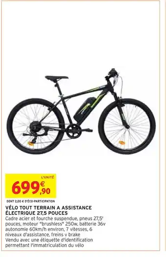 Intermarché Vélo tout terrain a assistance électrique 27,5 pouces offre