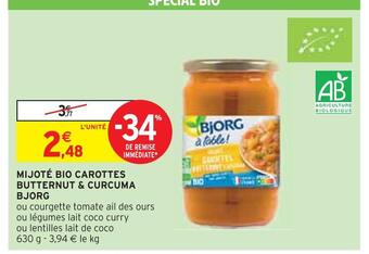 Intermarché Bjorg mijoté bio carottes butternut & curcuma offre