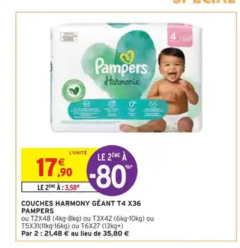 Intermarché Pampers couches harmony géant t4 x36 offre